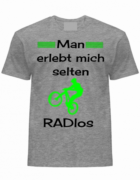 T-Shirt Man erlebt mich selten RADlos, grau-schwarz-grün günstig kaufen